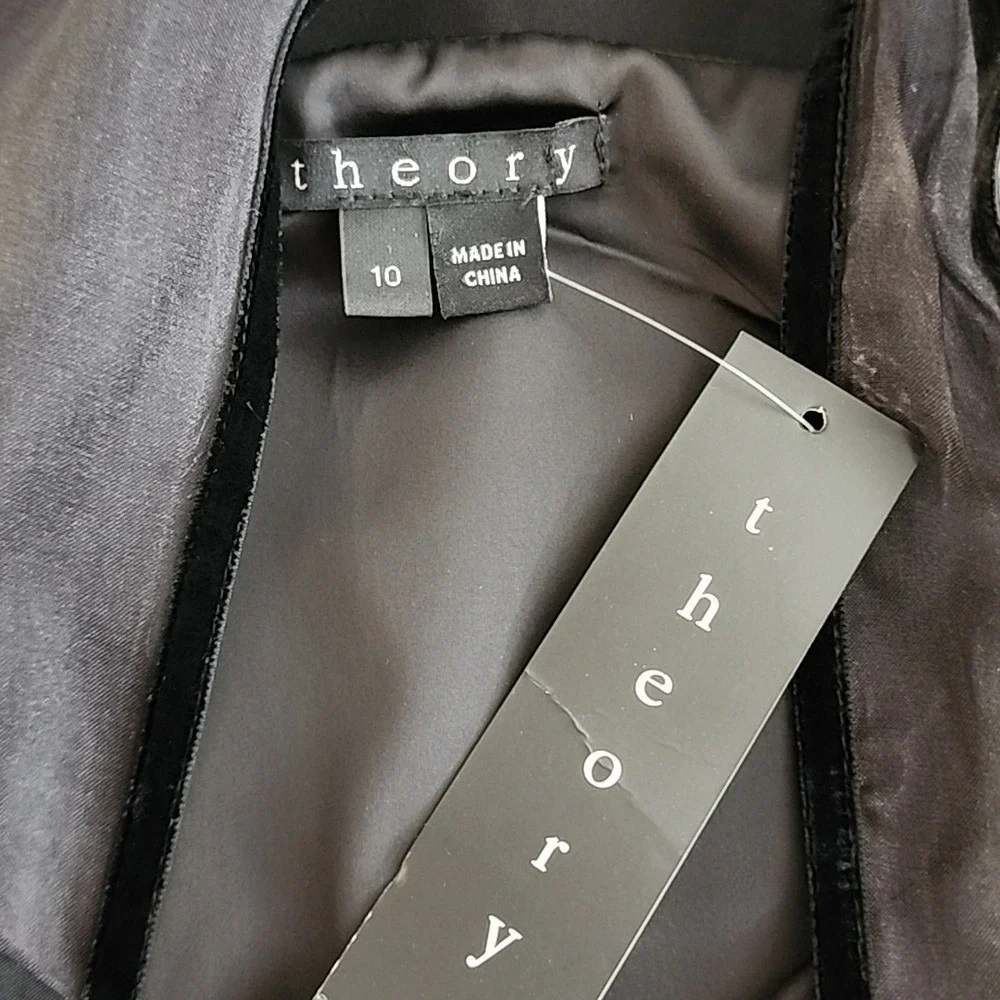 NWT Theory Devron Black Silk Fit‎ and Flare Dress Size 10 - Picture 12 of 16